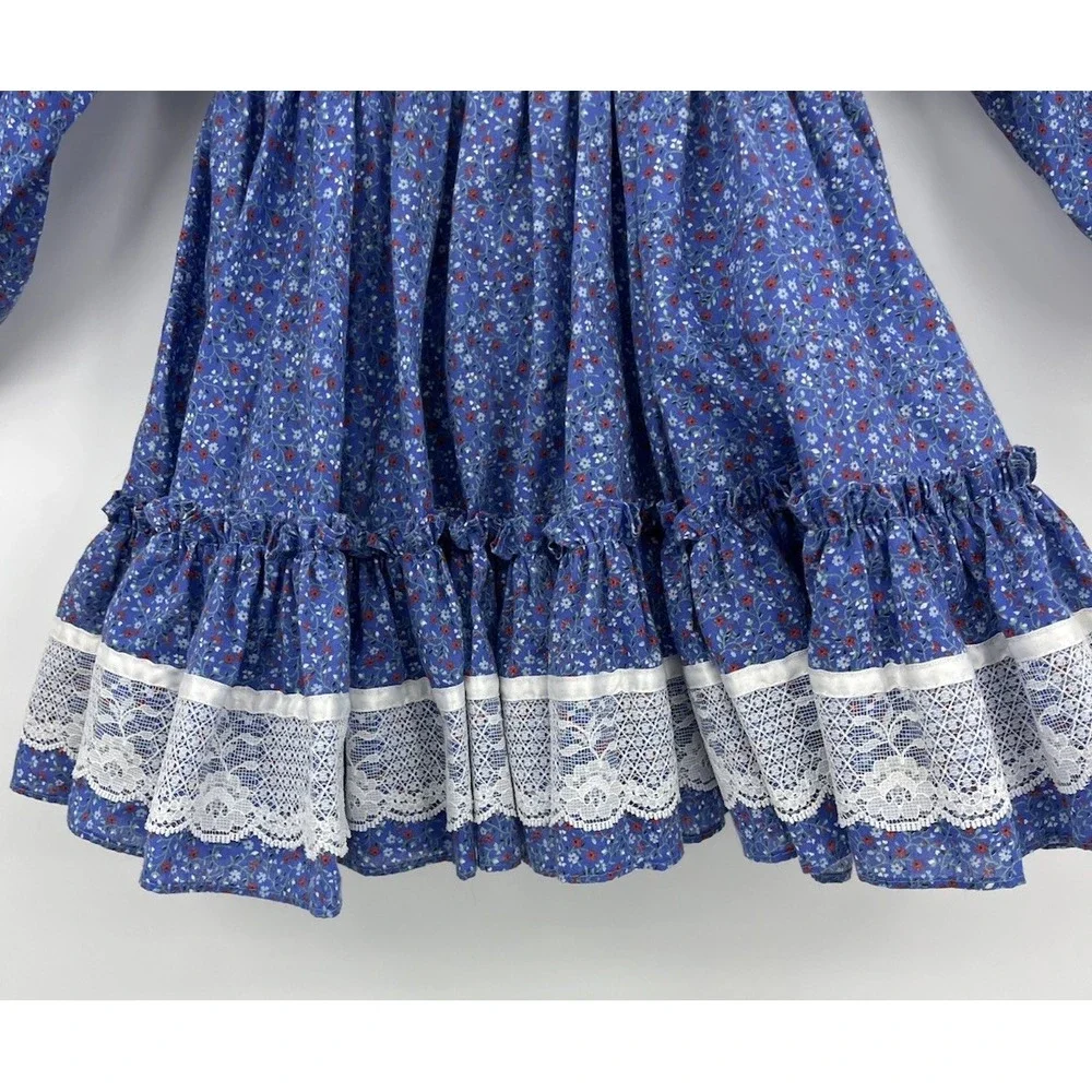 Vintage Mini World Girls Full Circle Floral and Lace Dress Size 4 Cottagecore